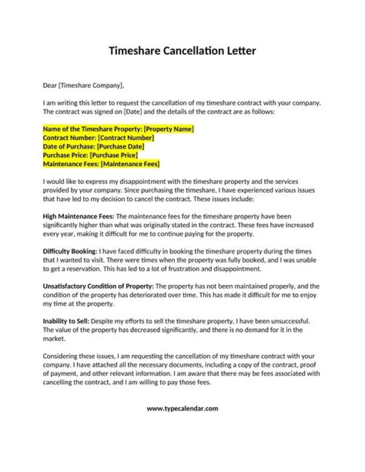 Utilizing a Timeshare Cancellation Letter for Contract Termination